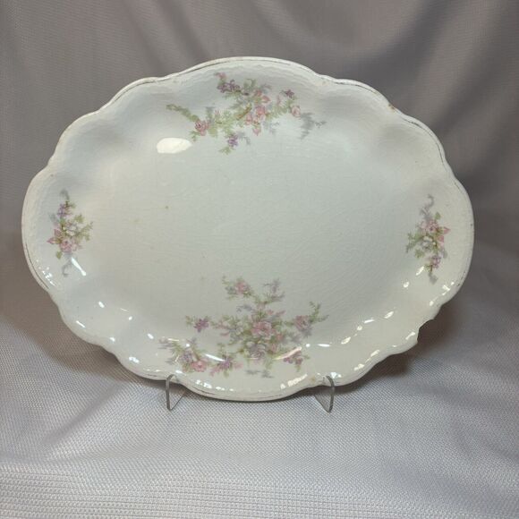 Homer Laughlin Hudson Vintage China Pink Floral Pattern Plate Trinket Dish *READ - Picture 1 of 10